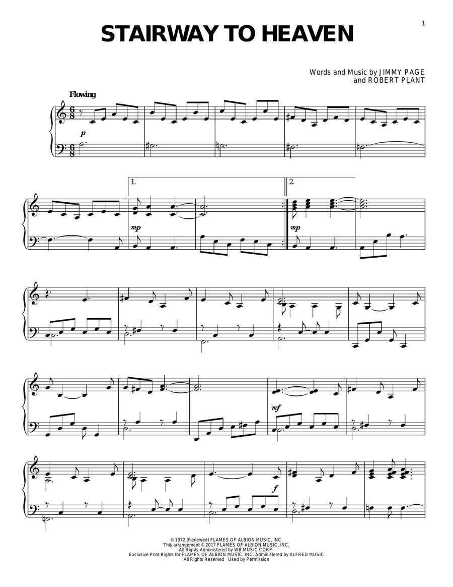 Stairway To Heaven Piano Solo scores gallery preview page 1