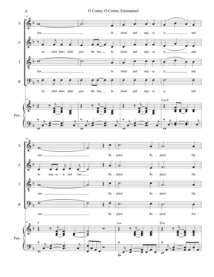O Come, O Come, Emmanuel (SATB) 4-Part scores gallery preview page 6