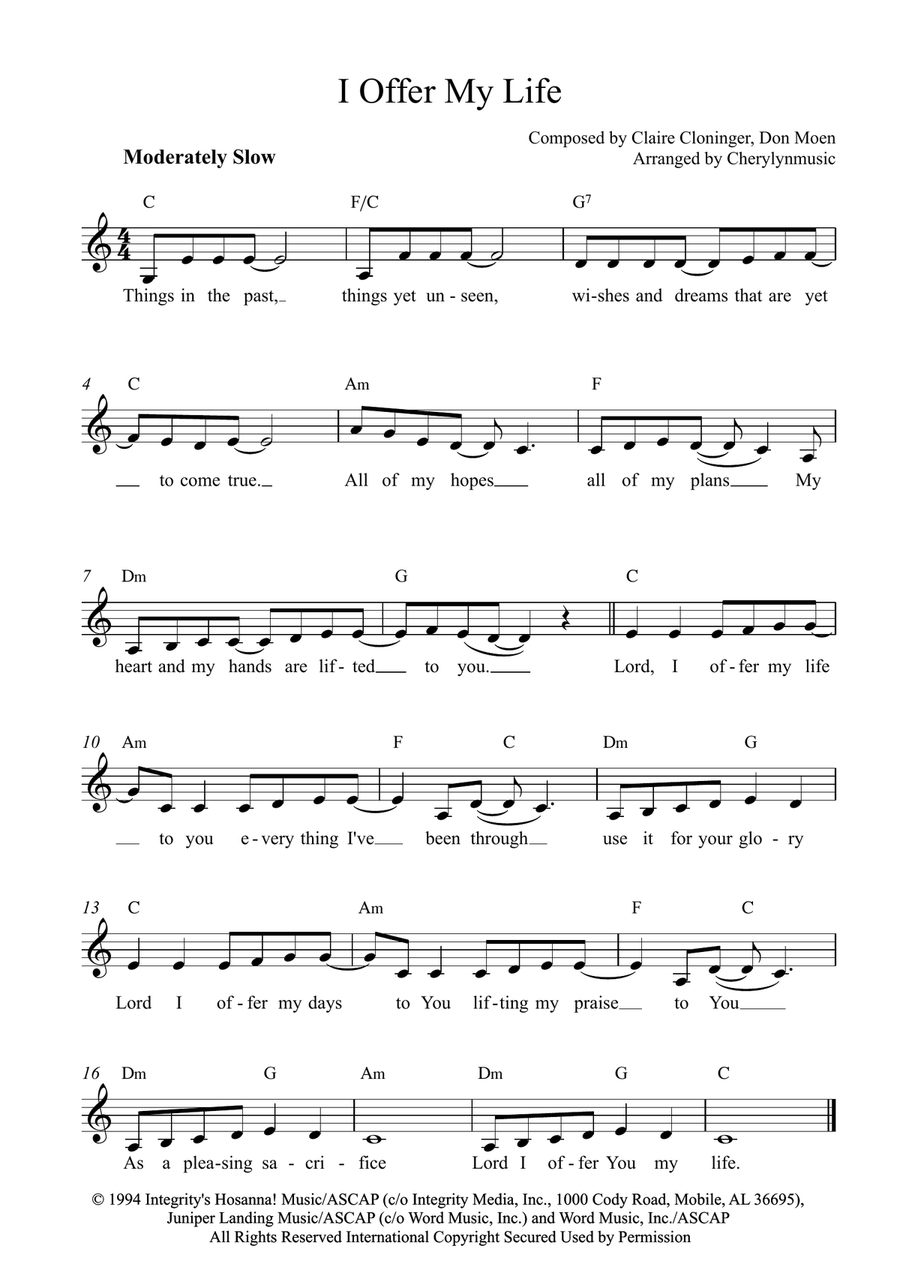 I Offer My Life A Cappella scores gallery preview page 1