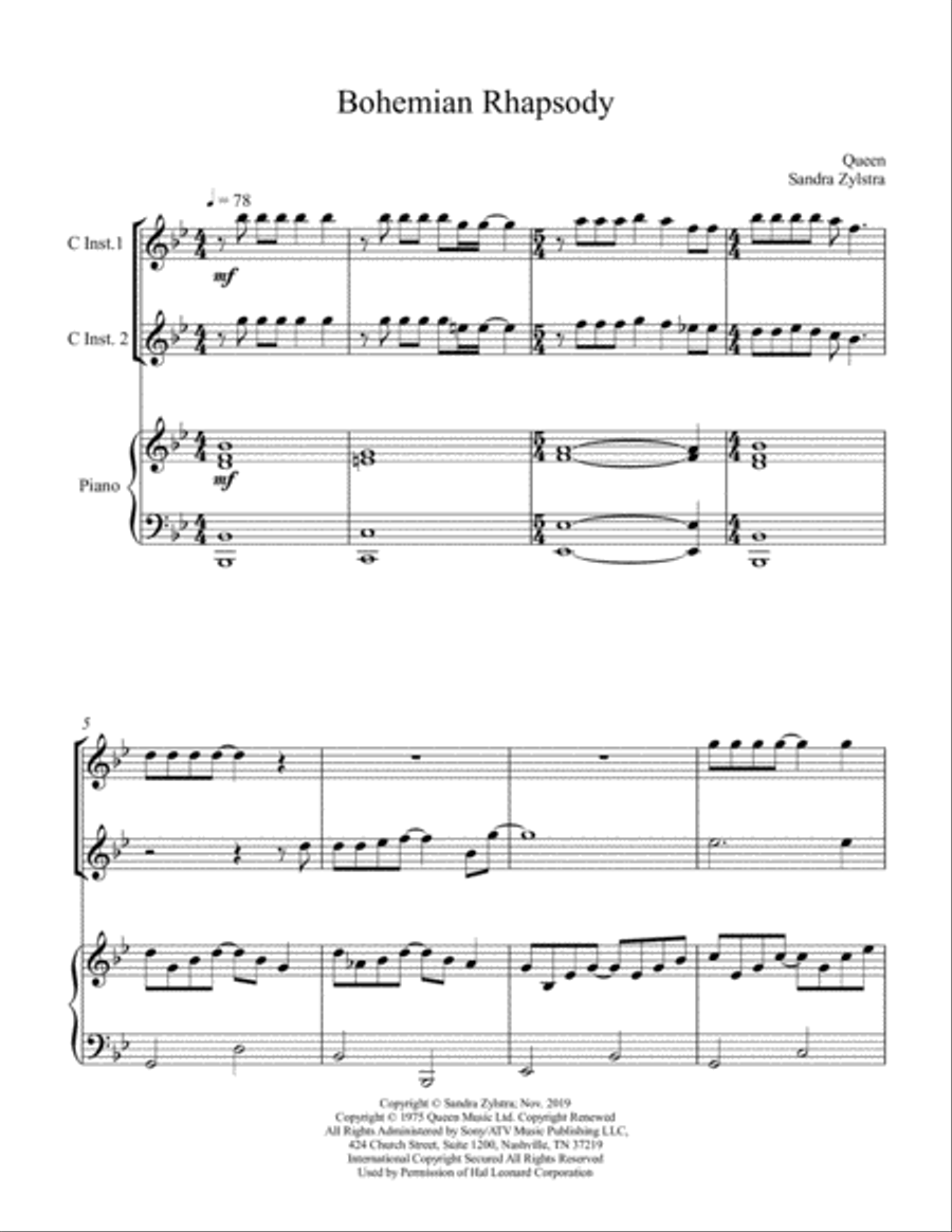 Bohemian Rhapsody Piano scores gallery preview page 2