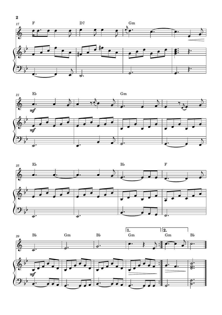 Hallelujah B-Flat Trumpet scores gallery preview page 2