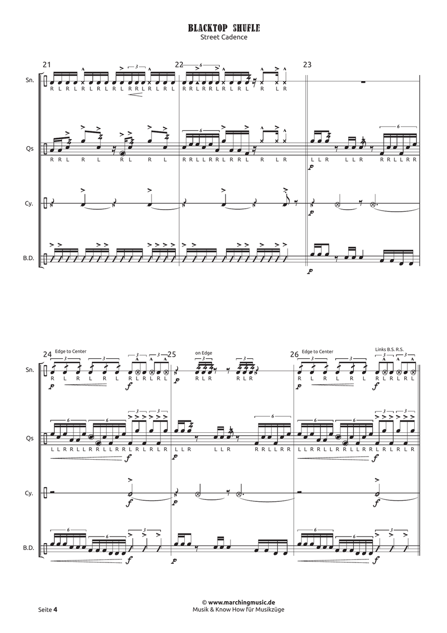 BLACKTOP SHUFFLE Drumline Cadence Drum Set scores gallery preview page 5
