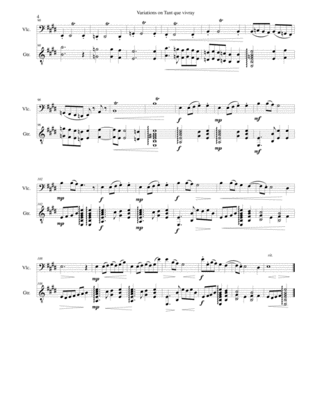 Variations on Tant que vivray for cello and guitar image number null