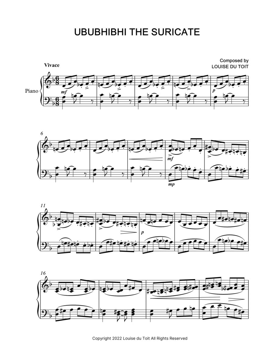 5. Ububhibhi the Suricate Piano Solo scores gallery preview page 1