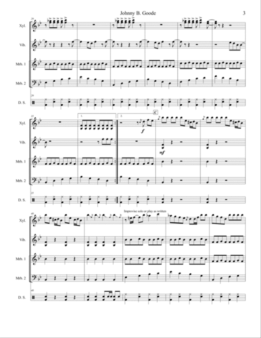 Johnny B. Goode Percussion Ensemble scores gallery preview page 3