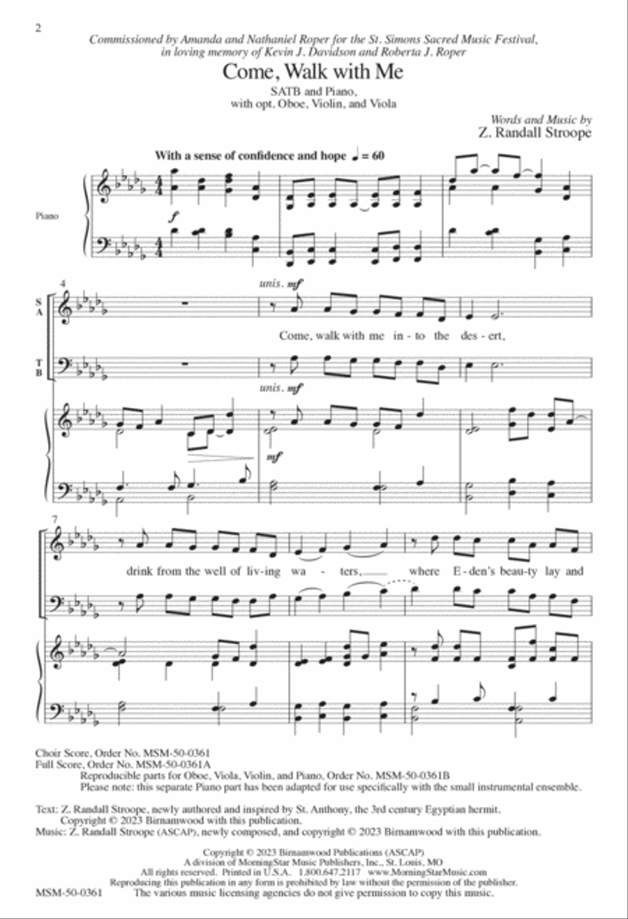 Come, Walk with Me 4-Part scores gallery preview page 2