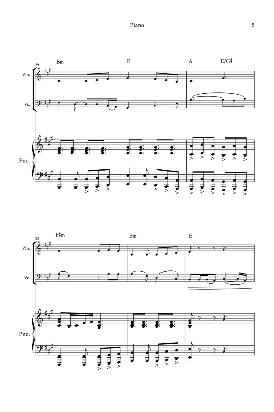 Die With A Smile Piano Trio scores gallery preview page 5