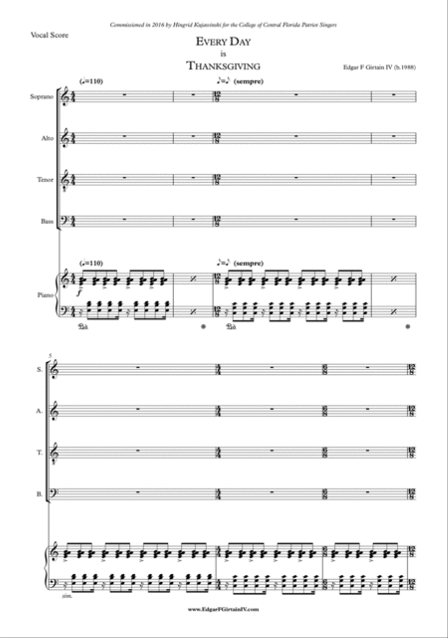 Every Day is Thanksgiving 4-Part scores gallery preview page 5