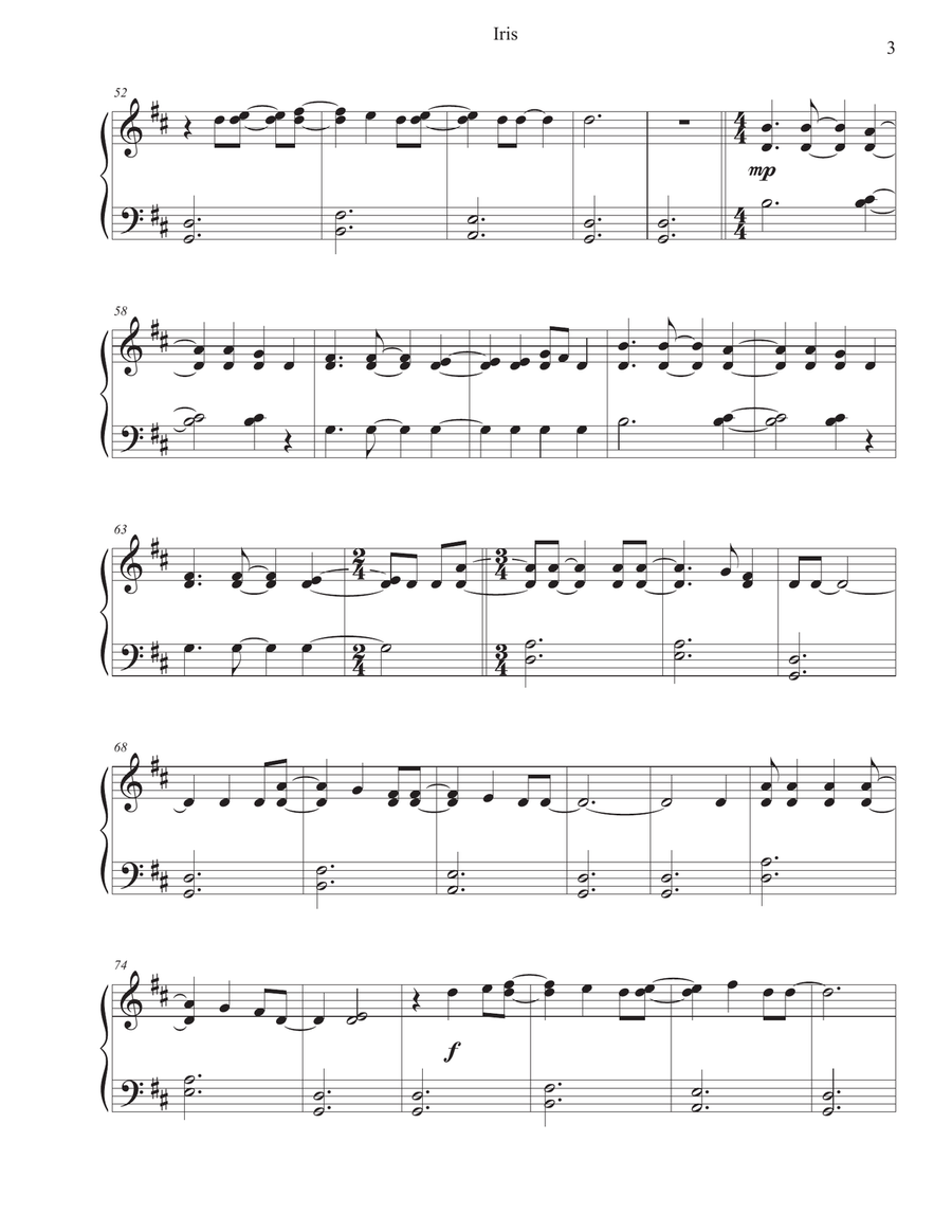 Iris Easy Piano scores gallery preview page 3