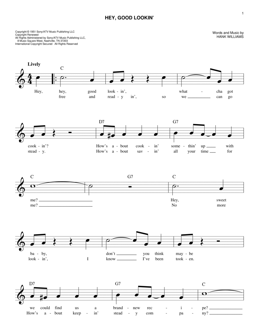 Hey, Good Lookin' Piano scores gallery preview page 1