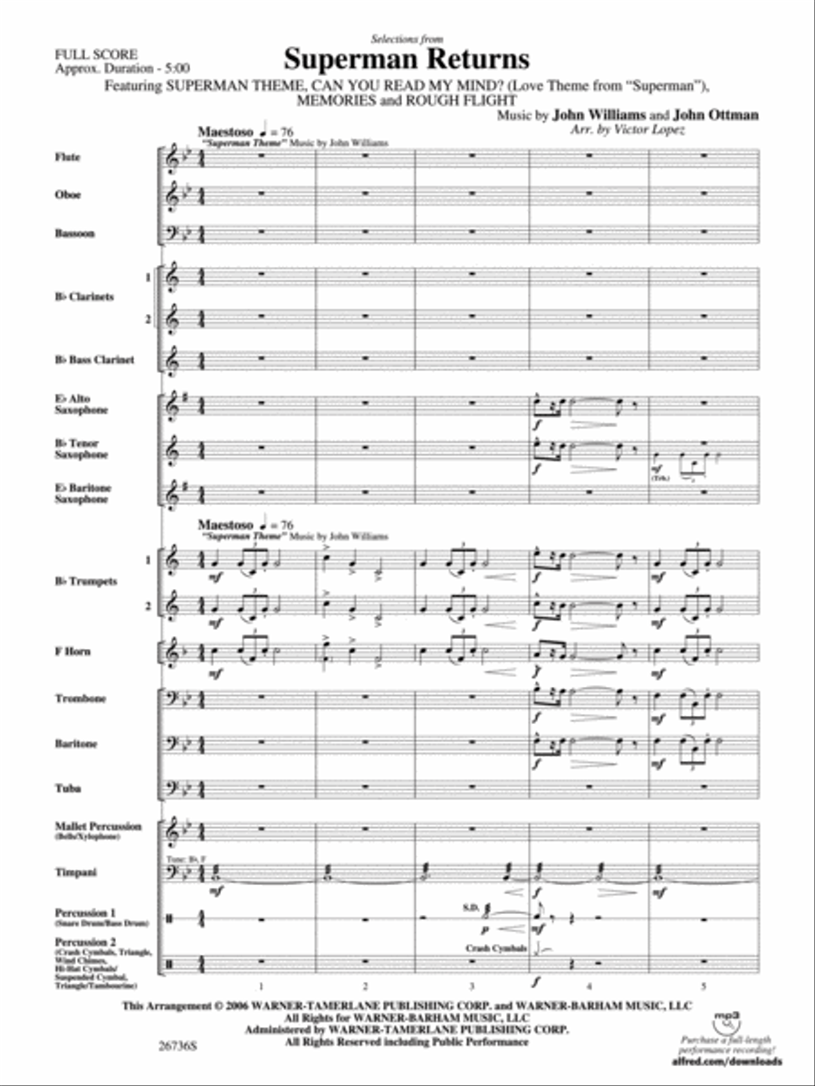 Superman Returns Concert Band scores gallery preview page 2