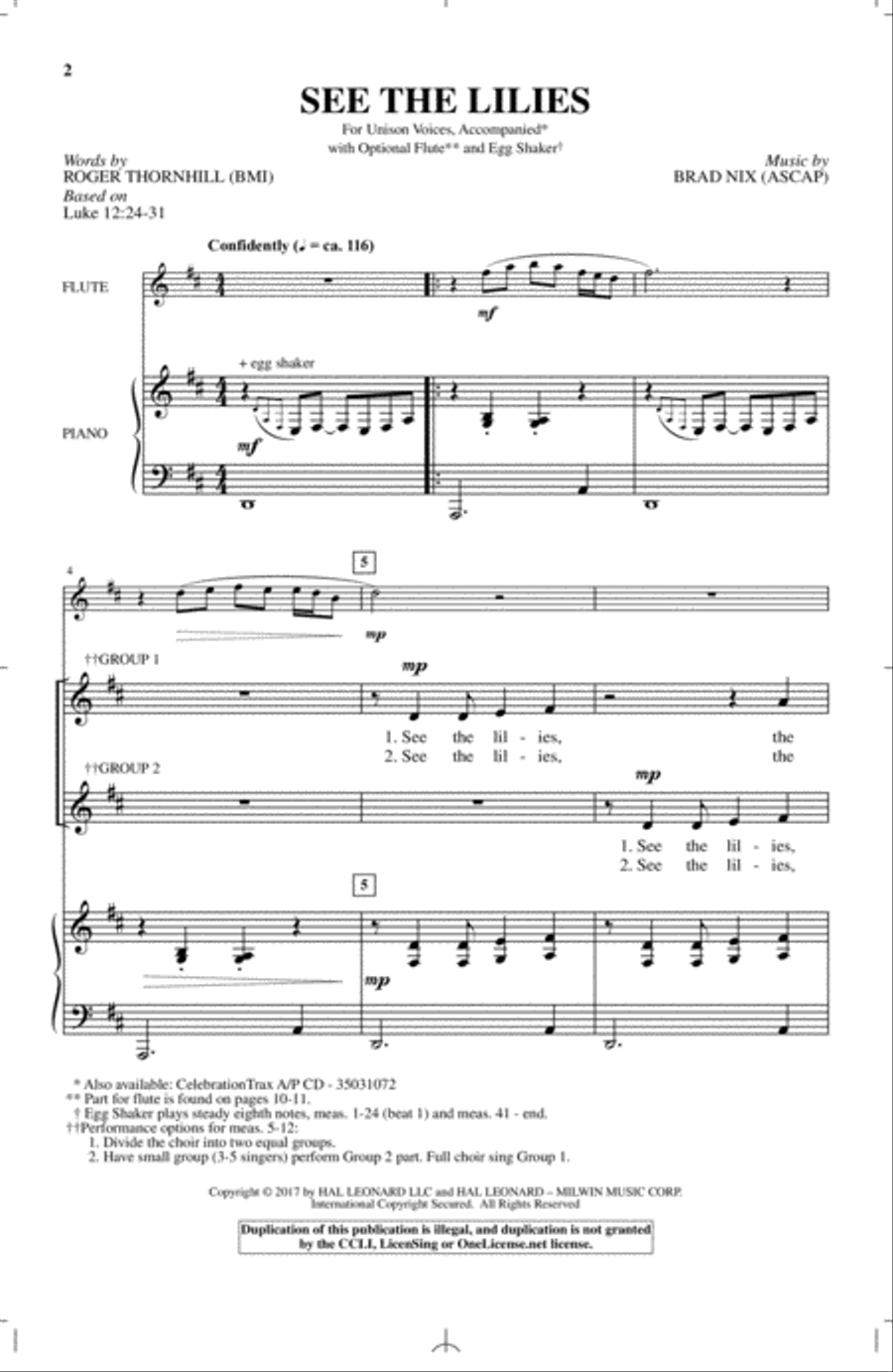See The Lilies Unison Choir scores gallery preview page 1