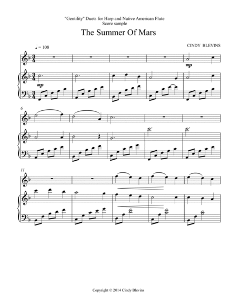 Gentility, 24 original duets for Harp and Native American Flute Flute scores gallery preview page 3
