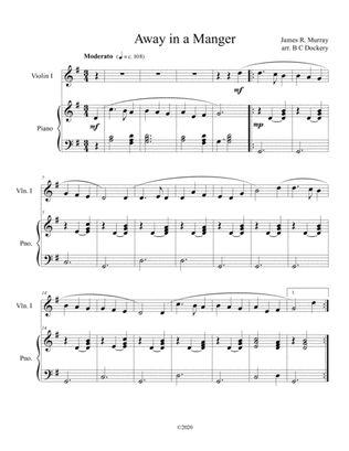 Book cover for Away in a Manger (violin solo) with optional piano accompaniment