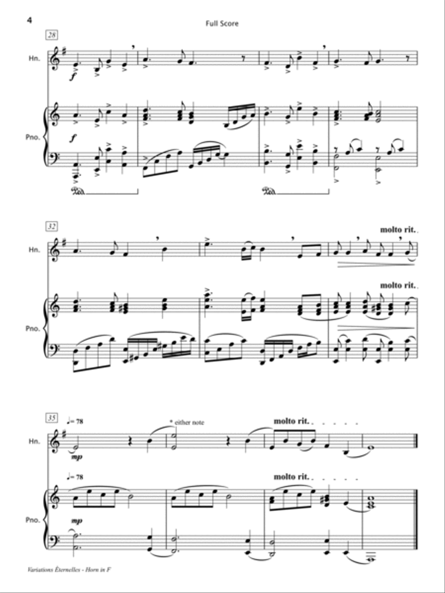 Variations Eternelles (French Horn & Piano) Chamber Music scores gallery preview page 5