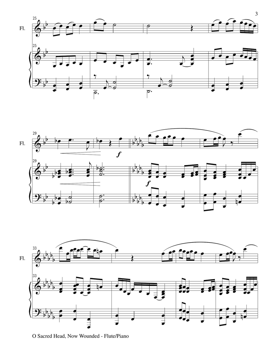 O SACRED HEAD, NOW WOUNDED (Flute/Piano and Flute Part) Flute scores gallery preview page 3
