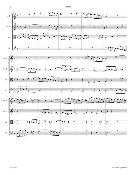Bach: The Art of Fugue, BWV 1080 Fugue No. 2 arr. for String Quartet image number null
