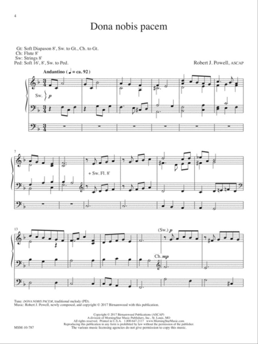 Dona nobis pacem Organ scores gallery preview page 1