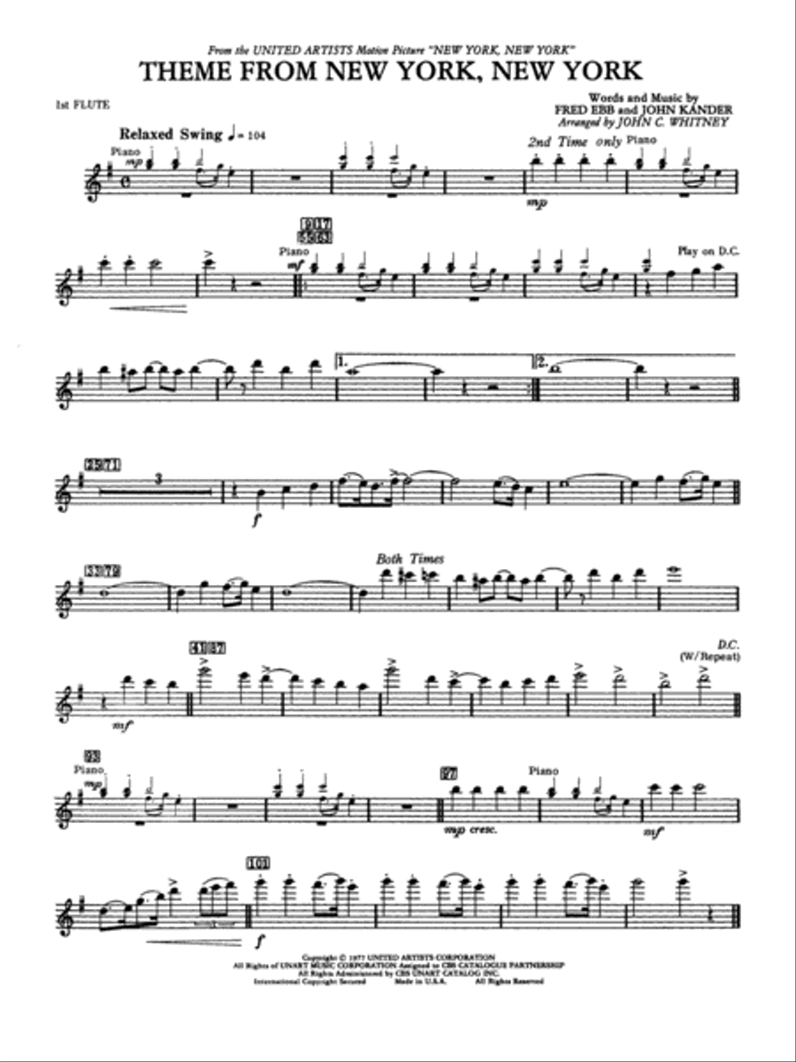 New York, New York, Theme from: Flute Full Orchestra scores gallery preview page 1