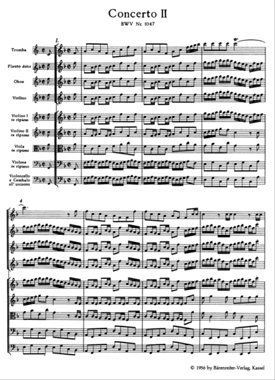 Brandenburg Concerto, No. 2 F major BWV 1047 Orchestra scores gallery preview page 2