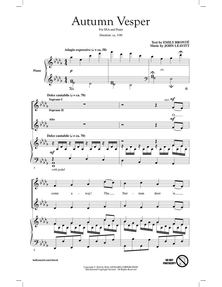 Autumn Vesper Autumn Vesper SSA scores gallery preview page 1