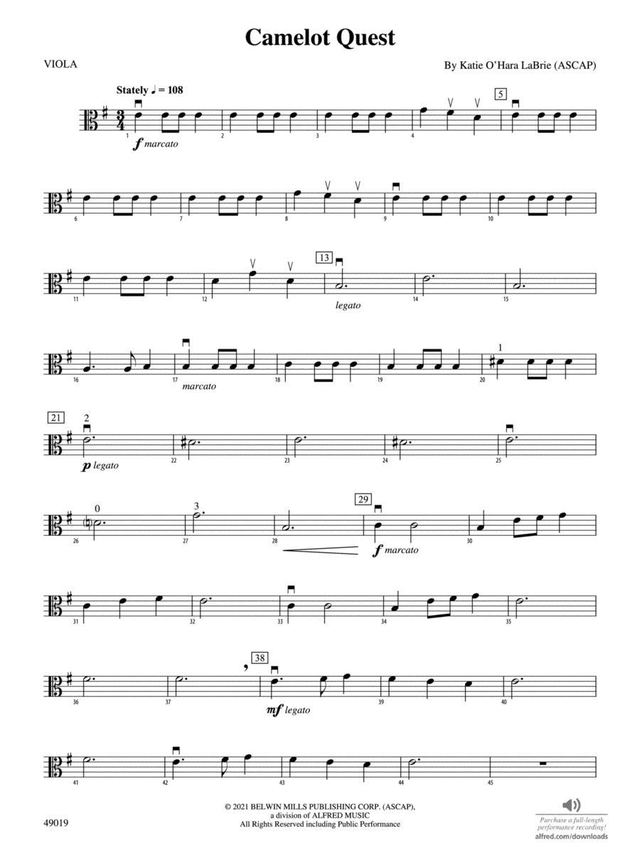 Camelot Quest: Viola String Orchestra scores gallery preview page 1