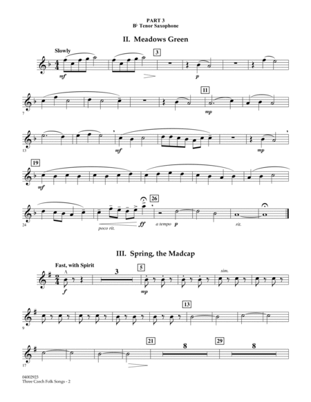Three Czech Folk Songs - Pt.3 - Bb Tenor Saxophone