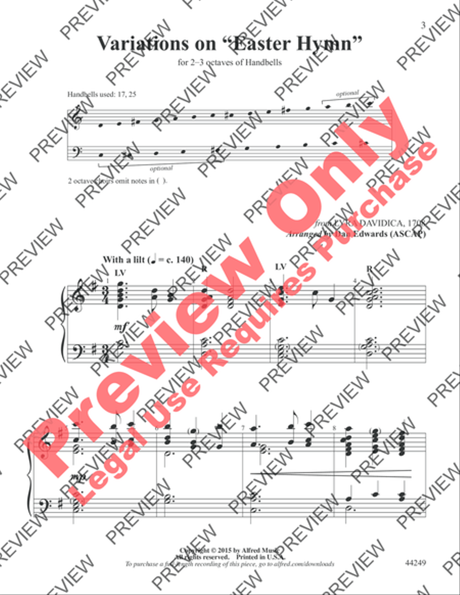 Variations on Easter Hymn Handbell Choir scores gallery preview page 3