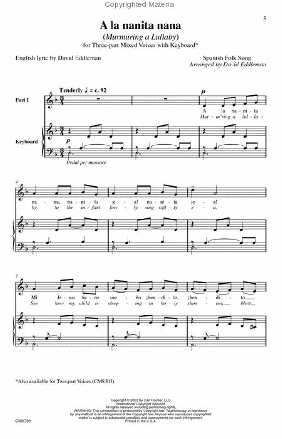 A La Nanita Nana (Murmuring A Lullaby) 3-Part scores gallery preview page 2