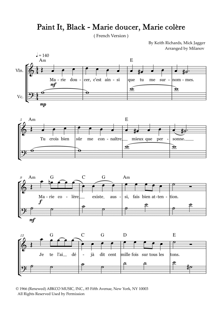 Paint It, Black String Duet scores gallery preview page 1