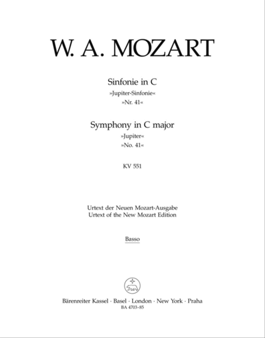 Symphony, No. 41 C major, KV 551 'Jupiter Symphony'