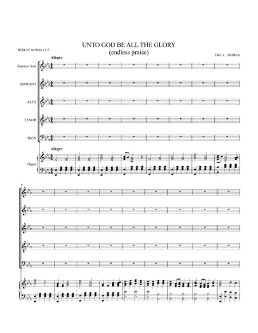 unto God be all the glory (endless praise) 4-Part scores gallery preview page 1