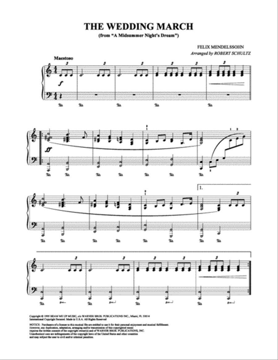 The Wedding March Piano Solo scores gallery preview page 1