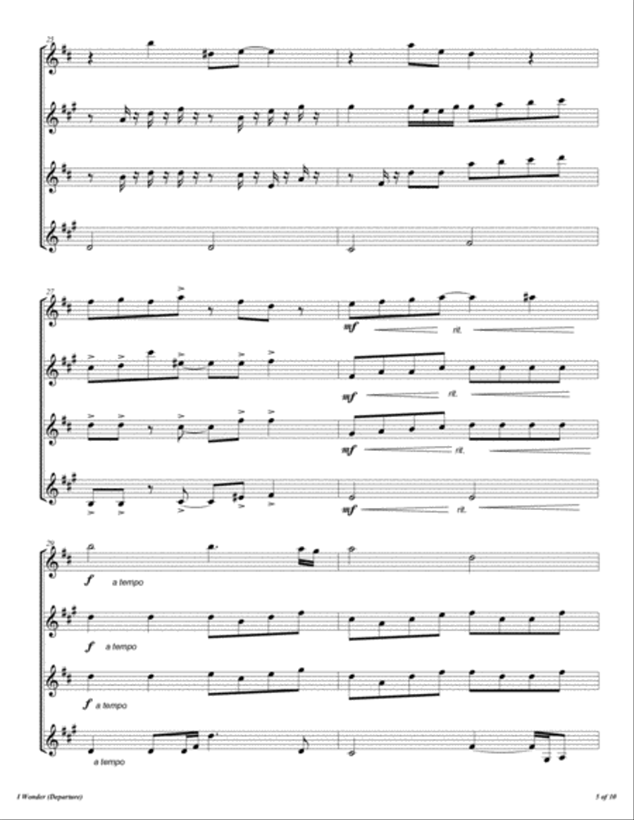 I Wonder Woodwind Quartet scores gallery preview page 6