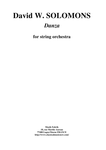 David Warin Solomons: Danza for string orchestra, score and parts