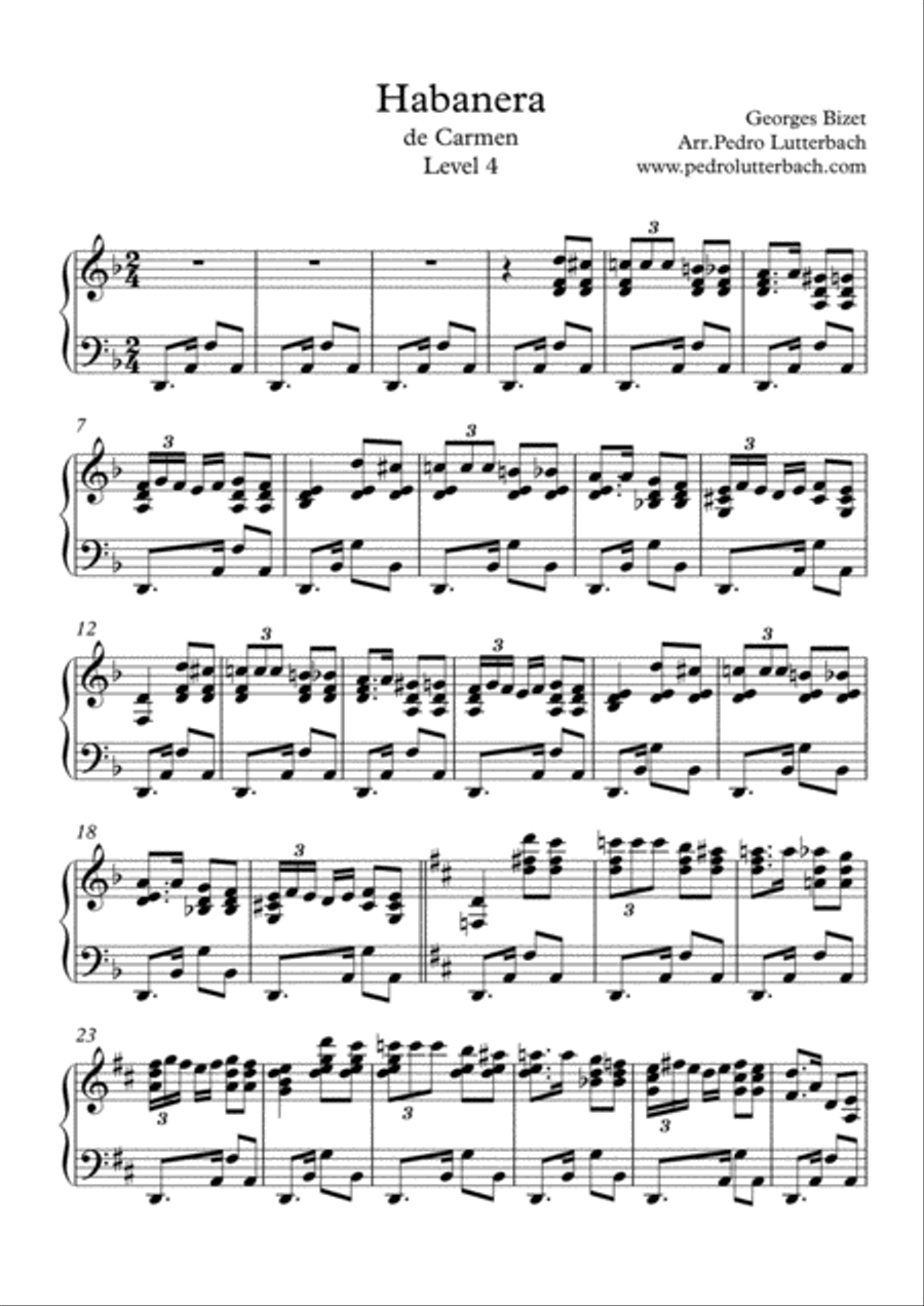 Habanera - Carmen Piano Solo scores gallery preview page 1