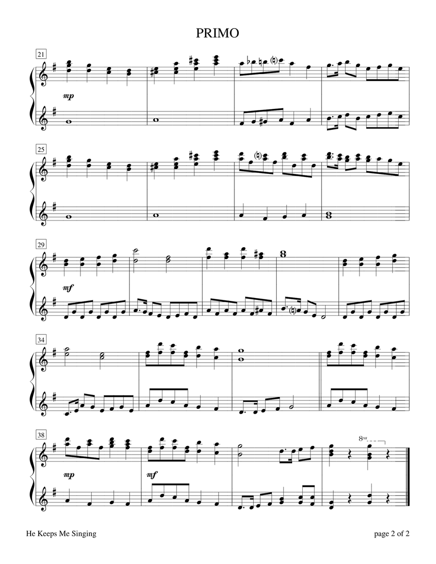 He Keeps Me Singing (1 Piano, 4 Hands) 1 Piano, 4-Hands scores gallery preview page 3