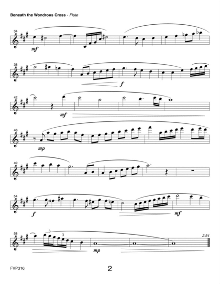 BENEATH THE WONDROUS CROSS - FLUTE & VIOLIN DUET with Piano Accompaniment Flute scores gallery preview page 6