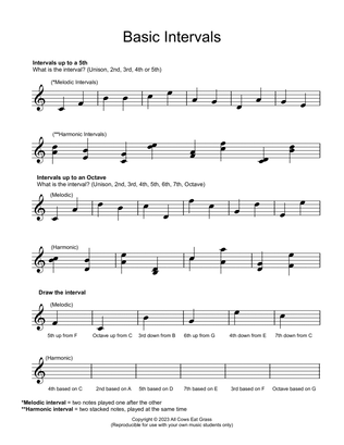 Basic Intervals (Reproducible Music Theory Worksheet)
