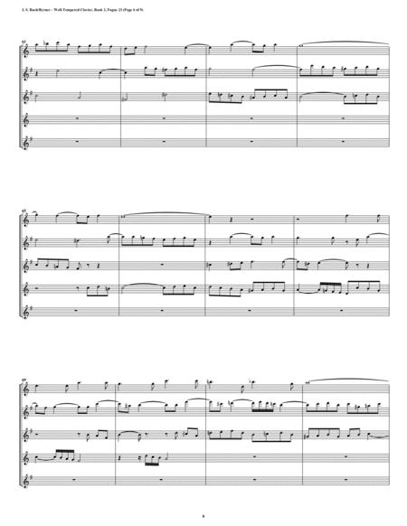 Fugue 23 from Well-Tempered Clavier, Book 1 (Saxophone Quintet) image number null
