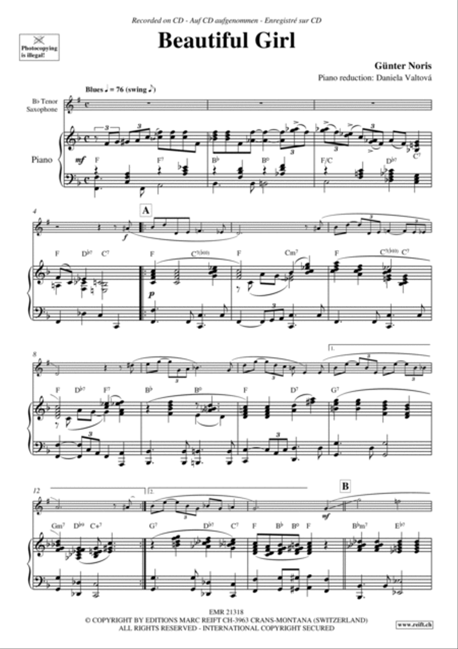Beautiful Girl Beautiful Girl Tenor Saxophone scores gallery preview page 4