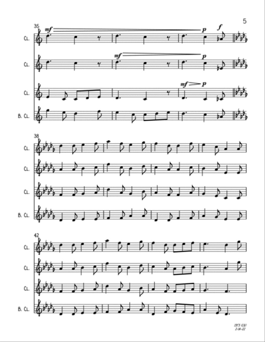 I Saw Three Ships (Clarinet Quartet) Clarinet Quartet scores gallery preview page 5