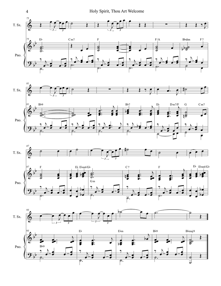 Holy Spirit, Thou Art Welcome Tenor Saxophone scores gallery preview page 4