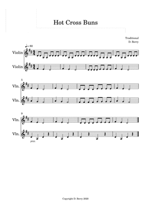 Hot Cross Buns (Easy Violin Duet)