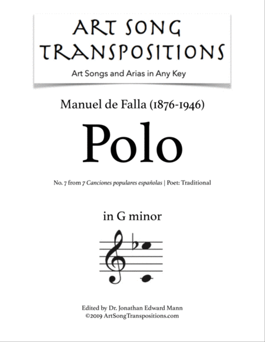 DE FALLA: Polo (transposed to G minor) Voice scores gallery preview page 1