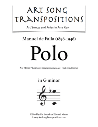 Book cover for DE FALLA: Polo (transposed to G minor)