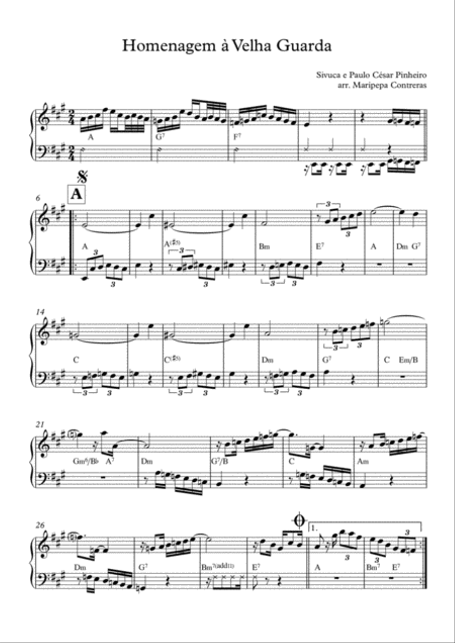 Lament Of Berimbau Piano, Vocal, Guitar scores gallery preview page 1