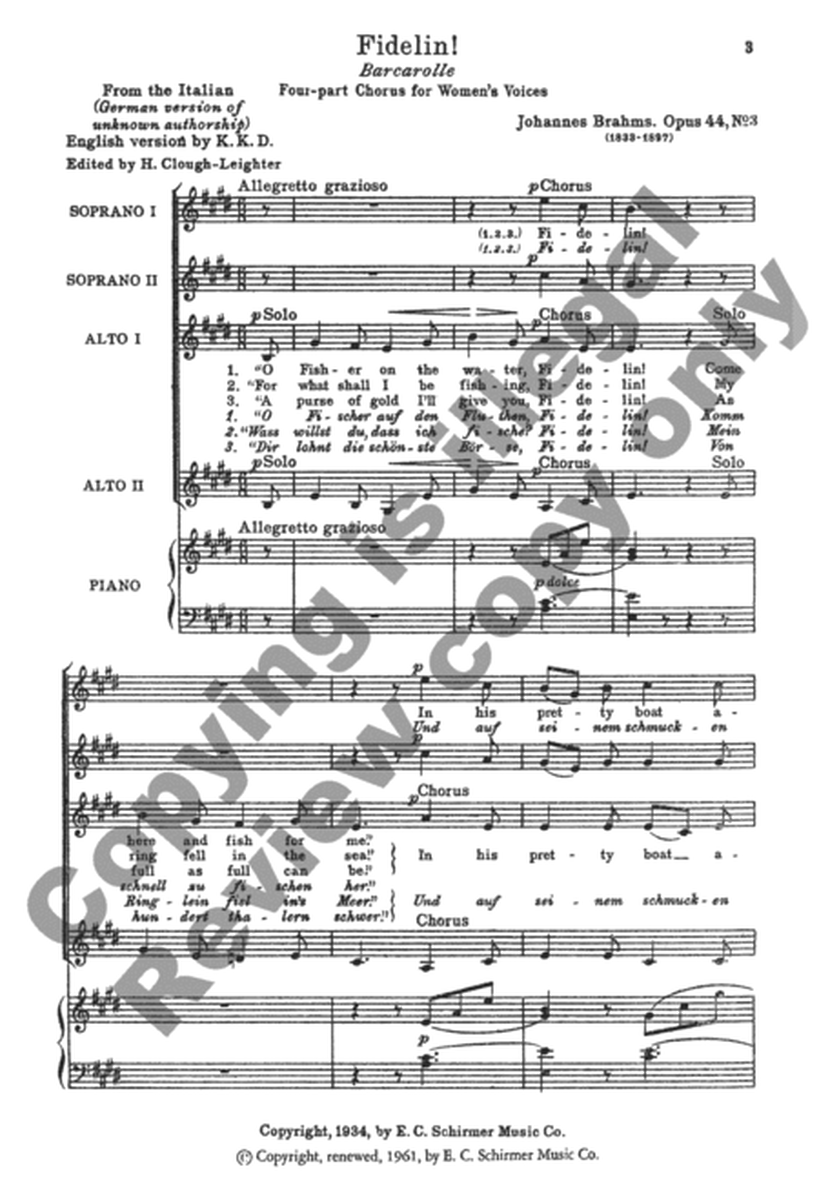 Fidelin! (Barcarolle), Op. 44/3