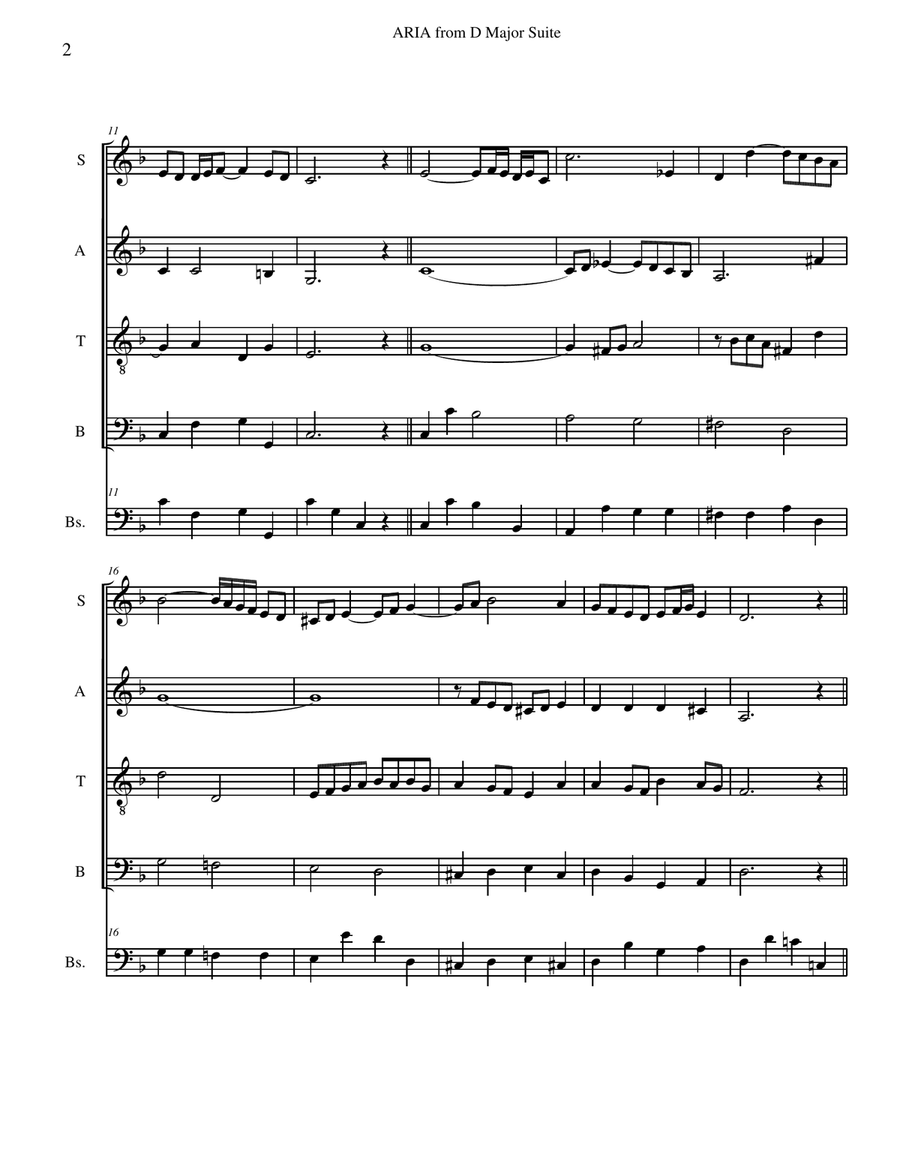 Air on a G-string ( Aria from D major Suite) J. S. Bach 4-Part scores gallery preview page 2