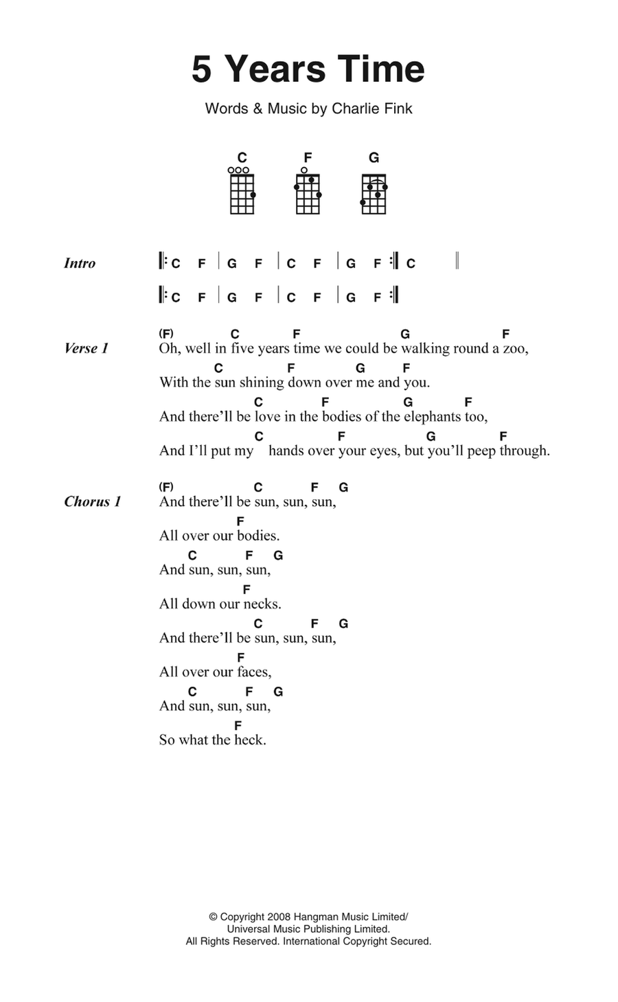 5 Years Time Ukulele scores gallery preview page 1